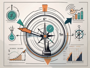 A sales growth chart with arrows moving upwards